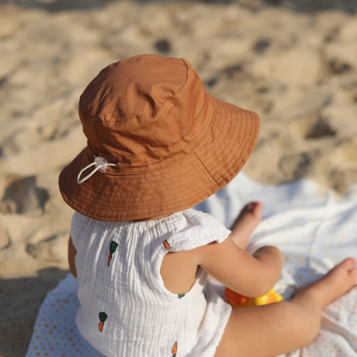 Summer Sun Protection Hat with String for Children Custom Cotton Kids Bucket Hats