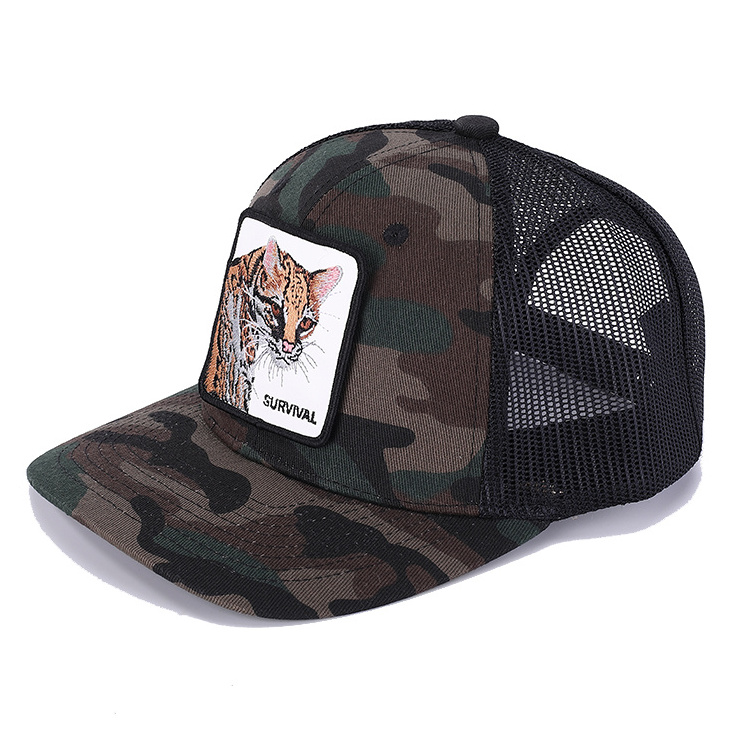 Personalized Design Adults Sports Fashion Animal Cartoon Unisex Mesh Embroidered Trucker Hat Cap