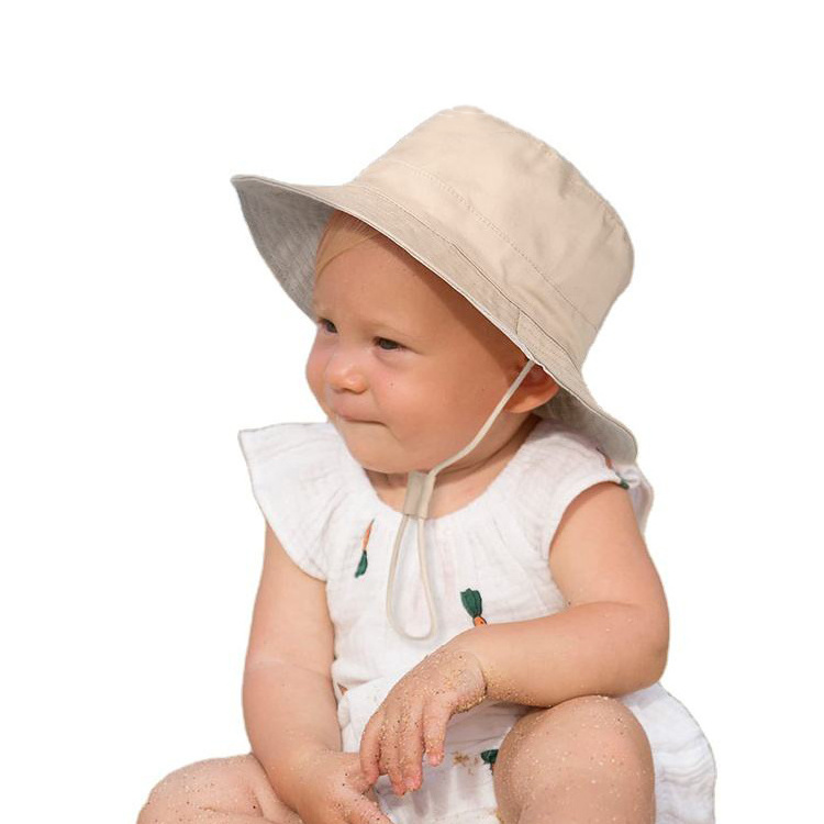 Summer Sun Protection Hat with String for Children Custom Cotton Kids Bucket Hats