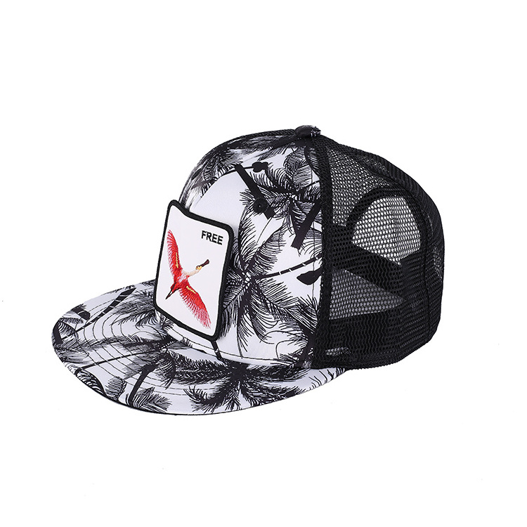 Personalized Custom high quality frequency animal logo mesh embroidered trucker fitted baseball hats