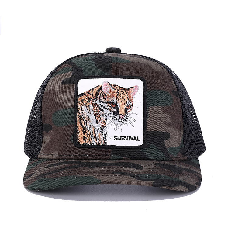 Personalized Design Adults Sports Fashion Animal Cartoon Unisex Mesh Embroidered Trucker Hat Cap