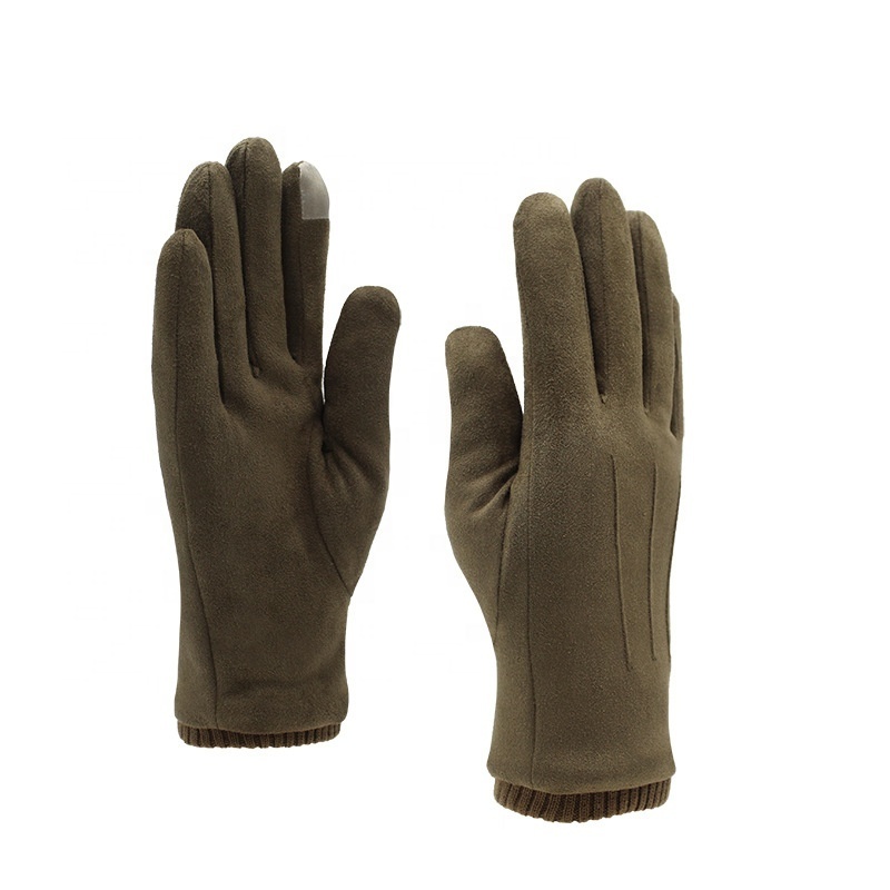 2024 Winter New  Cycling Men and Women Warm Thickened Velvet Touch Screen Stretch Finger Leather Gloves