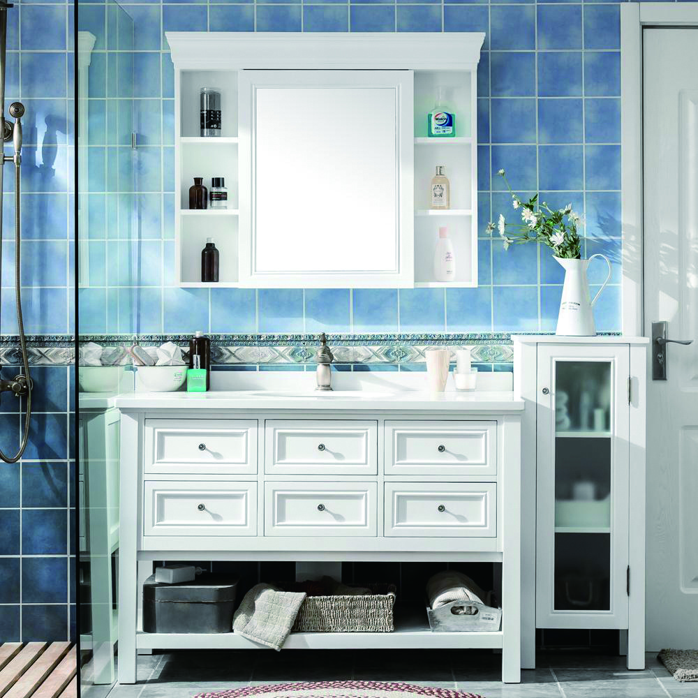 Bathroom Vanity Customized Home Furniture with Mirror Wood Bathroom Vanity Cabinet Light