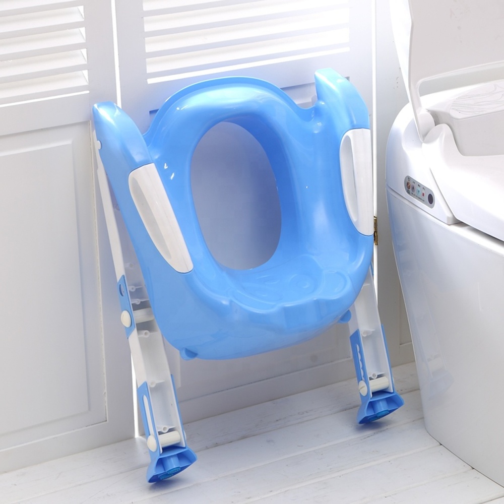 Fold-able anti-slip children potty training step with ladder reusable folding toilet potty chair