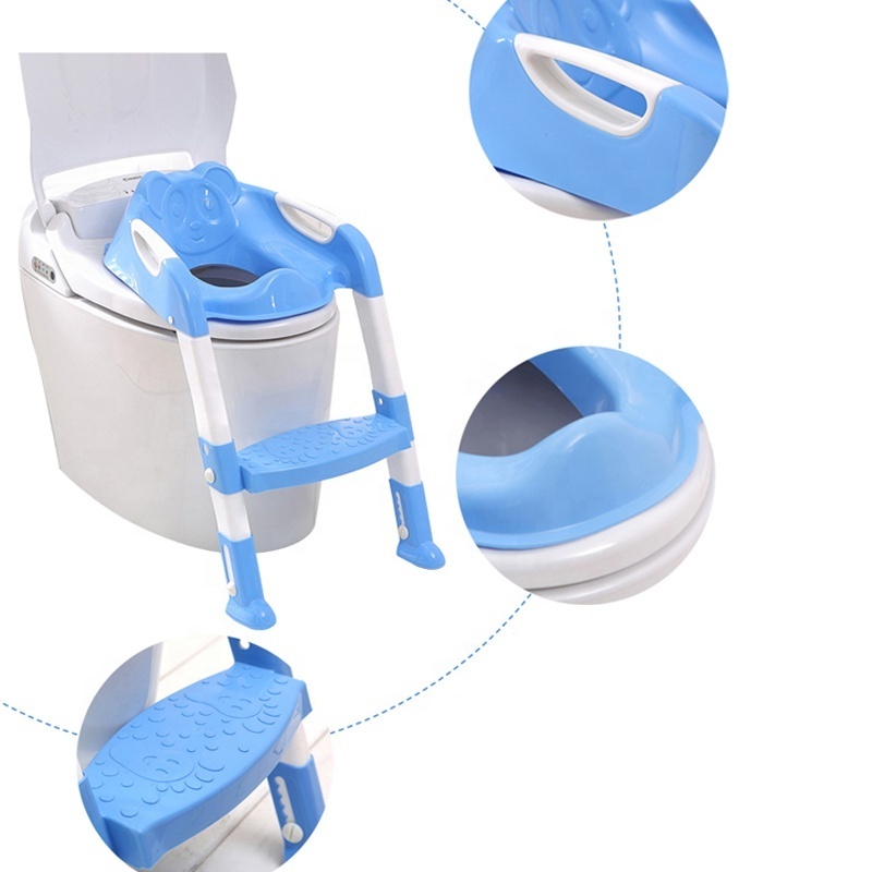 Fold-able anti-slip children potty training step with ladder reusable folding toilet potty chair