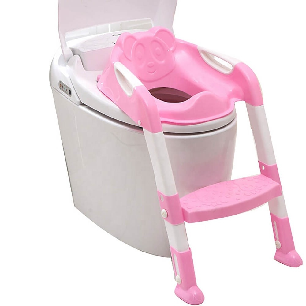 Fold-able anti-slip children potty training step with ladder reusable folding toilet potty chair