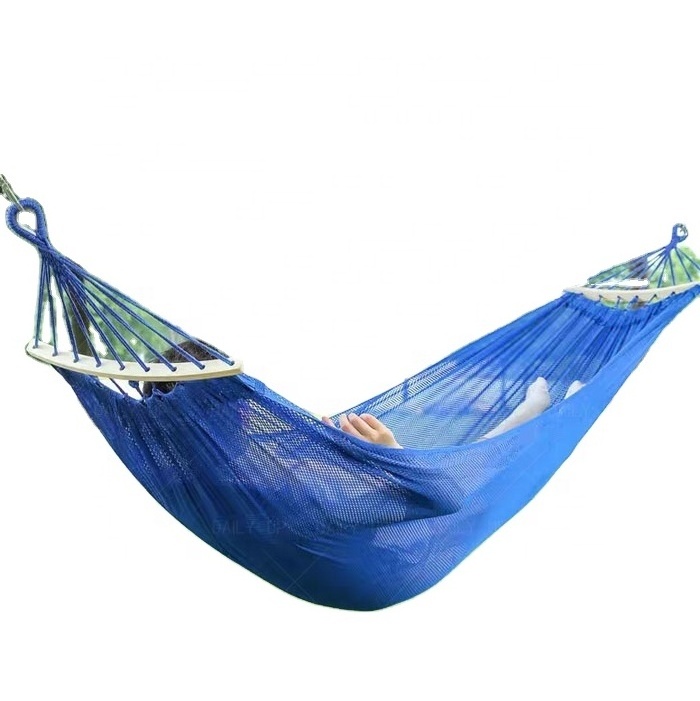 Portable Double Camping Hammock With Balance Beams Enlarged Lightweight Mesh Fabric Hammock For Outdoor Picnic Hiking Trip