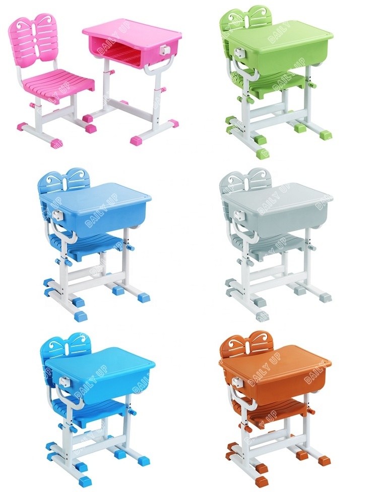 Adjustable School Desk and Chair High-Primary School Table and Chairs Plastic Modern School Desk And Chair