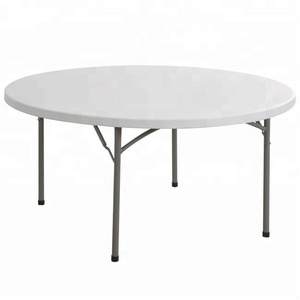 4567ft Round Dining Table Waterproof White Plastic Outdoor Table Set for Party Suitcase HDPE Folding Round Table and Chairs