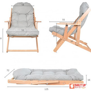 Adjustable Folding Lounge Chair Comfortable Grey Balcony Leisure Chair Foldable  Chair For Living Room Bedroom Beach