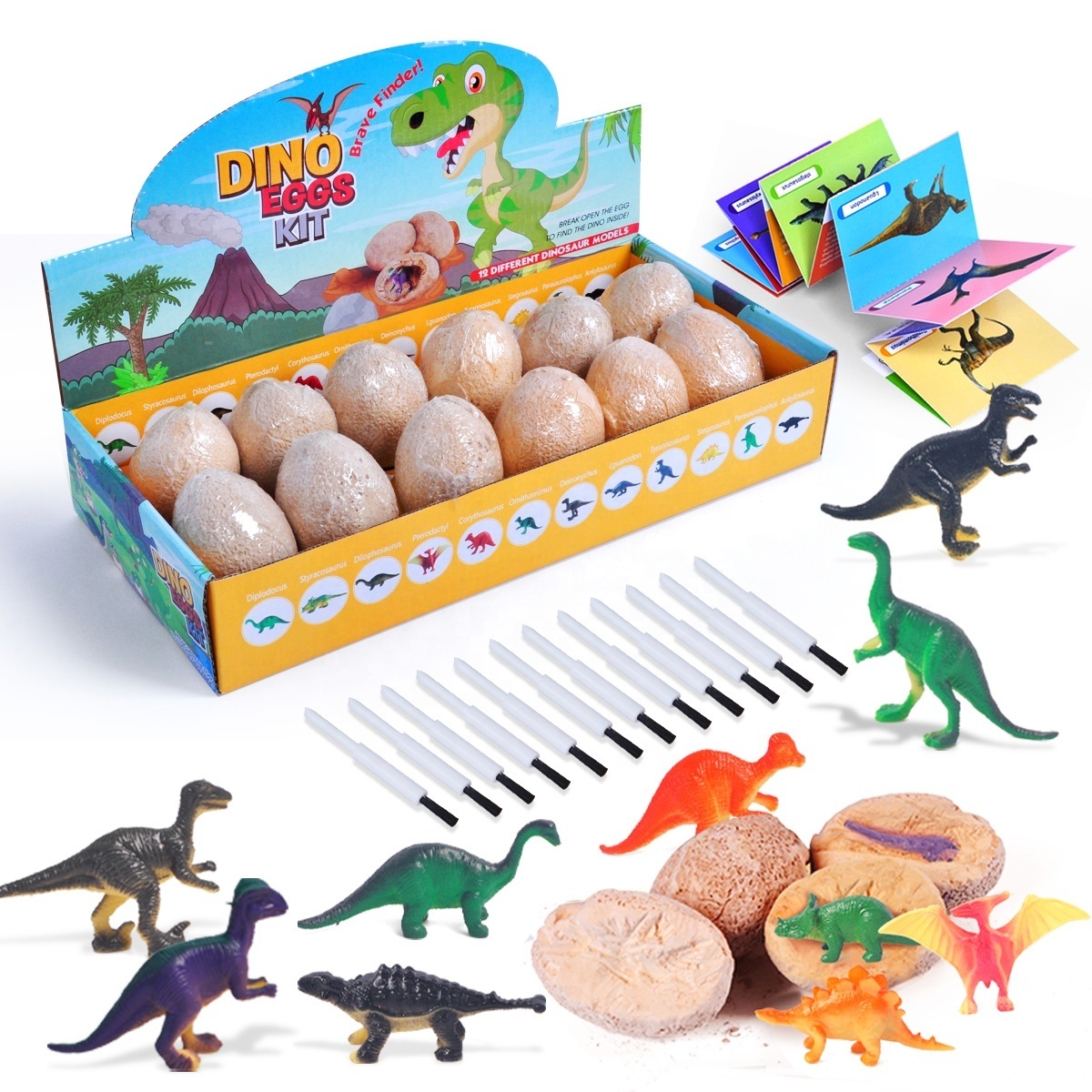 OEM&ODM Preschool Science STEM Crafts Educational Toy 12 Pack Dinosaur Egg Dig Kit For Children