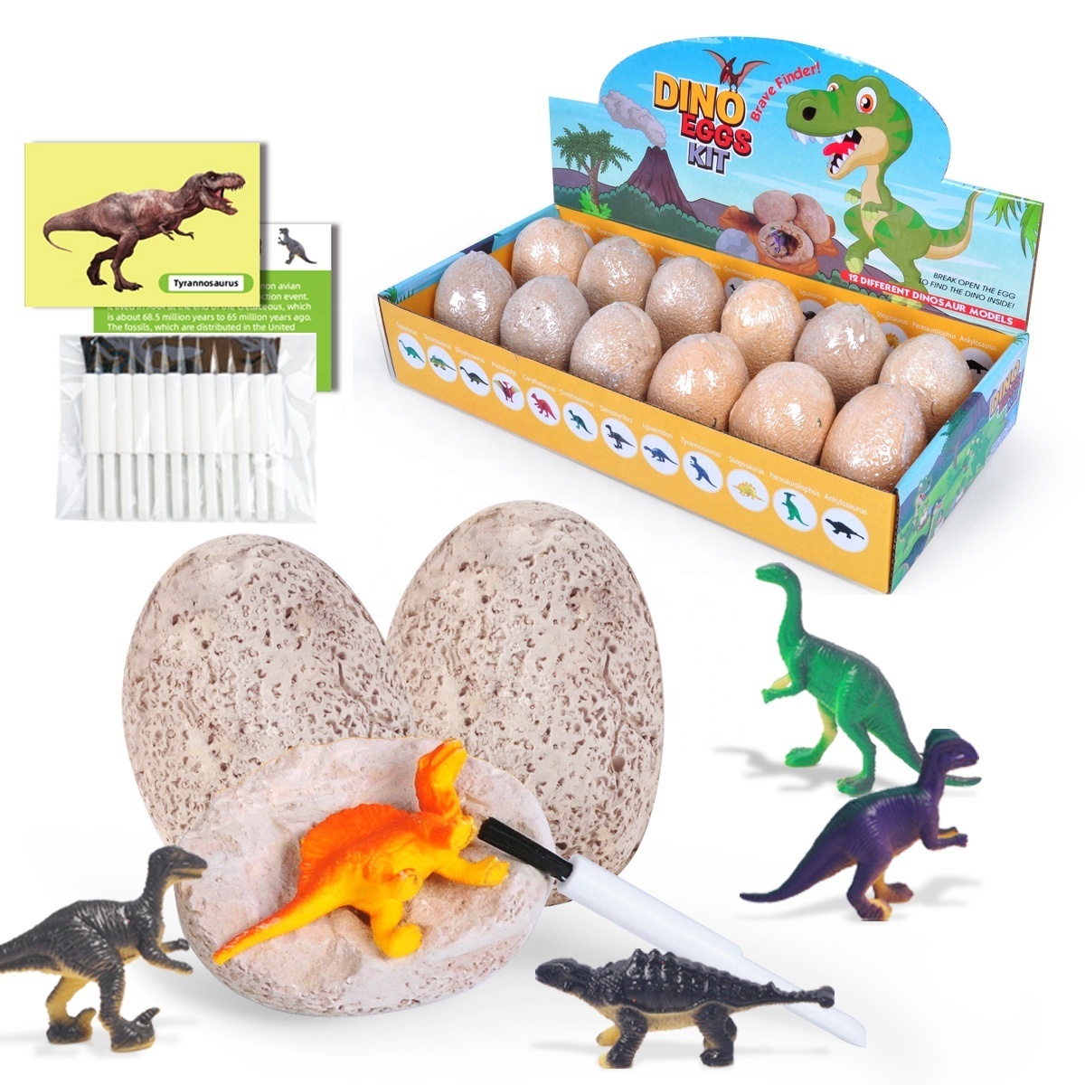 OEM&ODM Preschool Science STEM Crafts Educational Toy 12 Pack Dinosaur Egg Dig Kit For Children