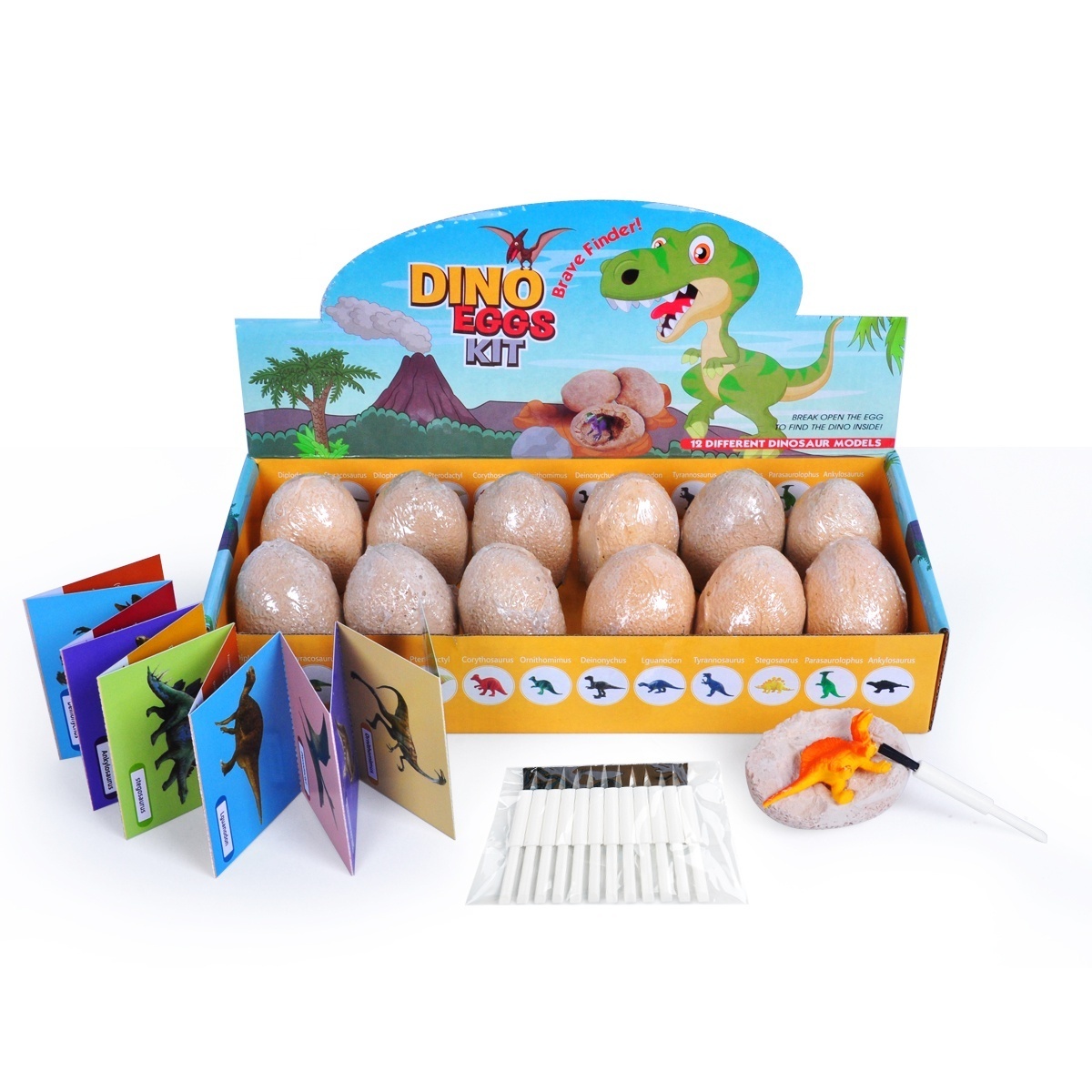 OEM&ODM Preschool Science STEM Crafts Educational Toy 12 Pack Dinosaur Egg Dig Kit For Children