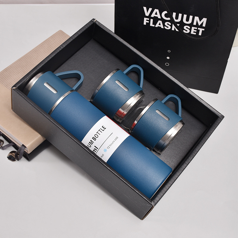 Popular 304 Stainless Steel Thermos 17oz Vacuum Cup Insulated Water Bottle with 3 Lids Gift Box (VC043C)