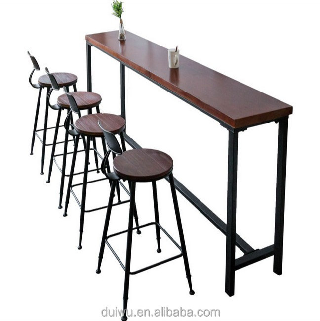 Industrial wooden long bar table cocktail table