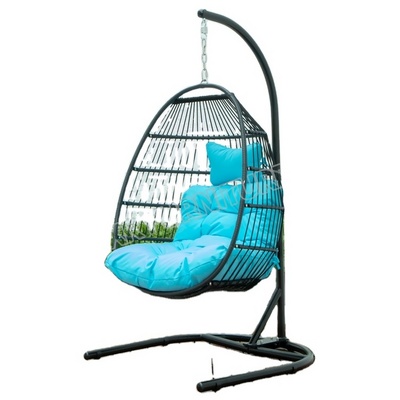 Garden rattan folding adult hanging egg swing chair all weather courtyard patio outdoor furniture hanging chair