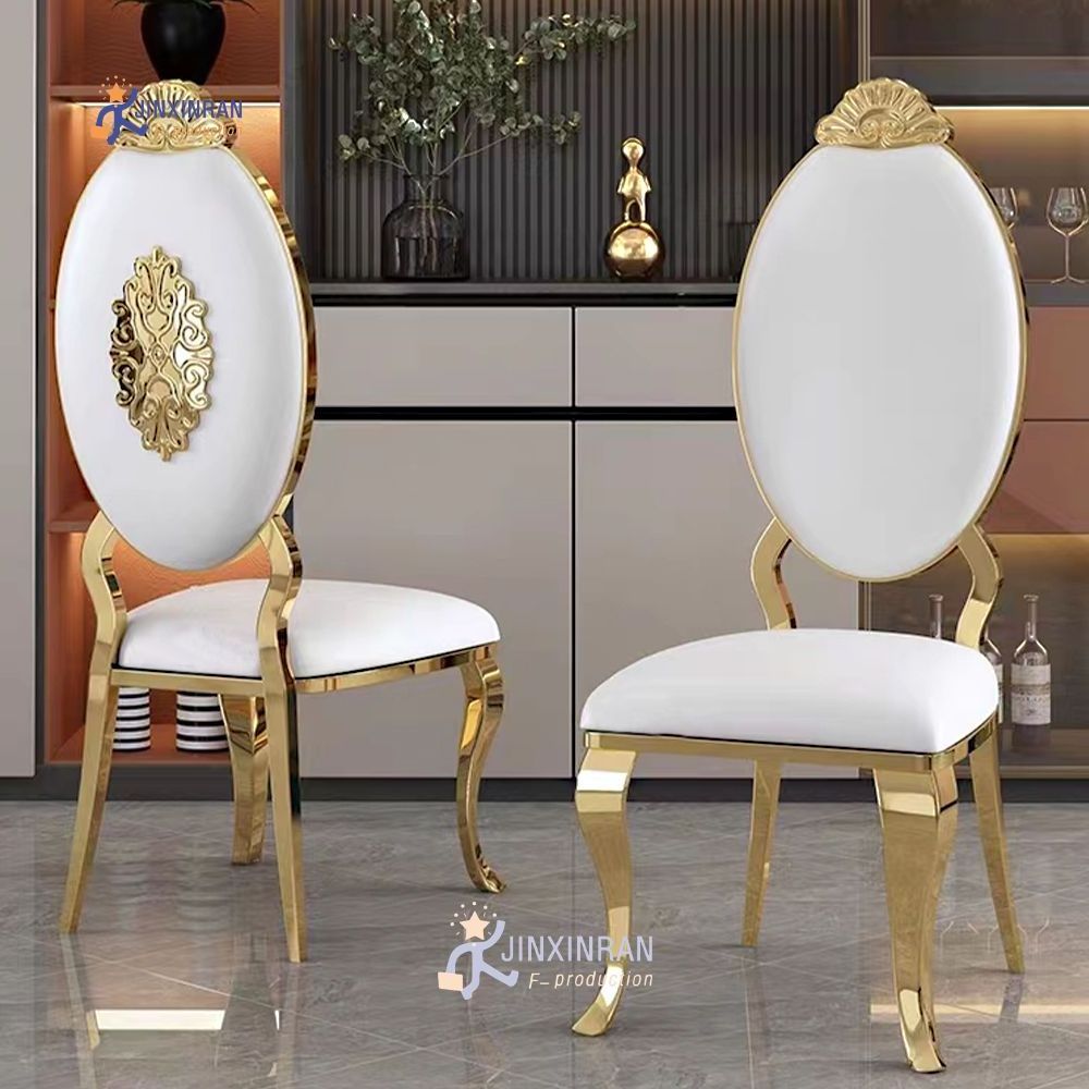 Wholesale Hollowed Out Back Dining Chair Leather Wedding Chairs With Stainless Steel Legs