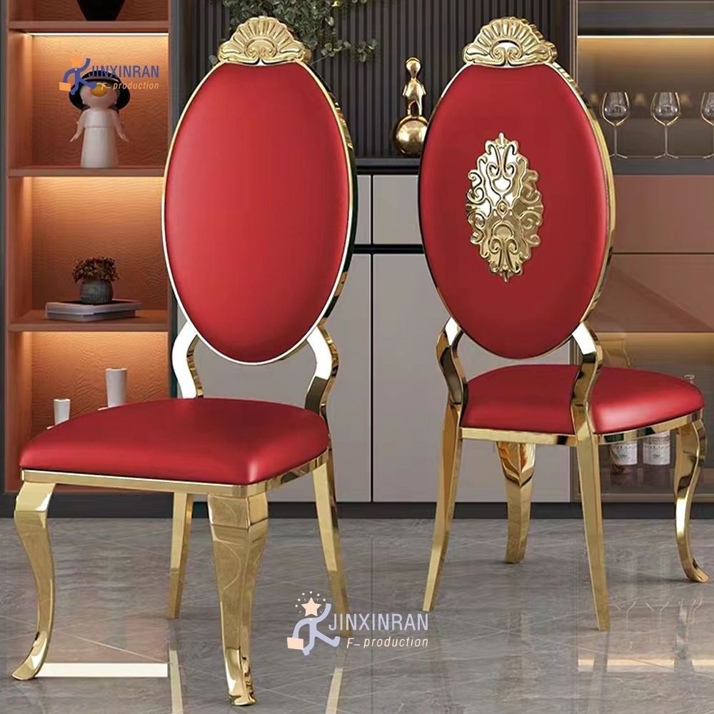 Wholesale Hollowed Out Back Dining Chair Leather Wedding Chairs With Stainless Steel Legs