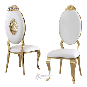 Wholesale Hollowed Out Back Dining Chair Leather Wedding Chairs With Stainless Steel Legs