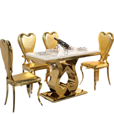 Dining room furniture metals stainless steel designs dining table set marble top dining tables