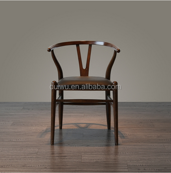 Foshan nordic design iron wood look kichen dining wishbone armchair wholesale furniture wishbone y chair