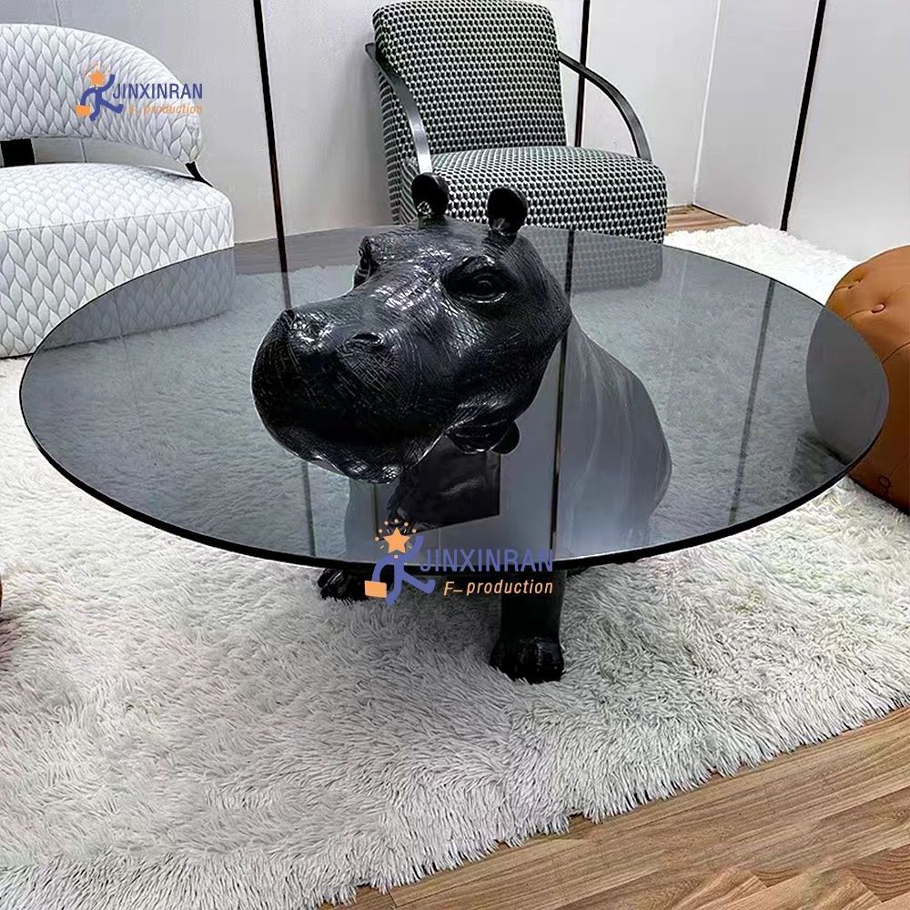 New Style Modern Coffee Tea Table Hippos Shaped Living Room Coffee Table Stainless Steel Unique Tea Table