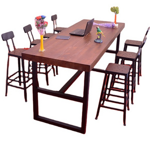 Wholesale vintage industrial style bar restaurant solid wood high top cocktail tables