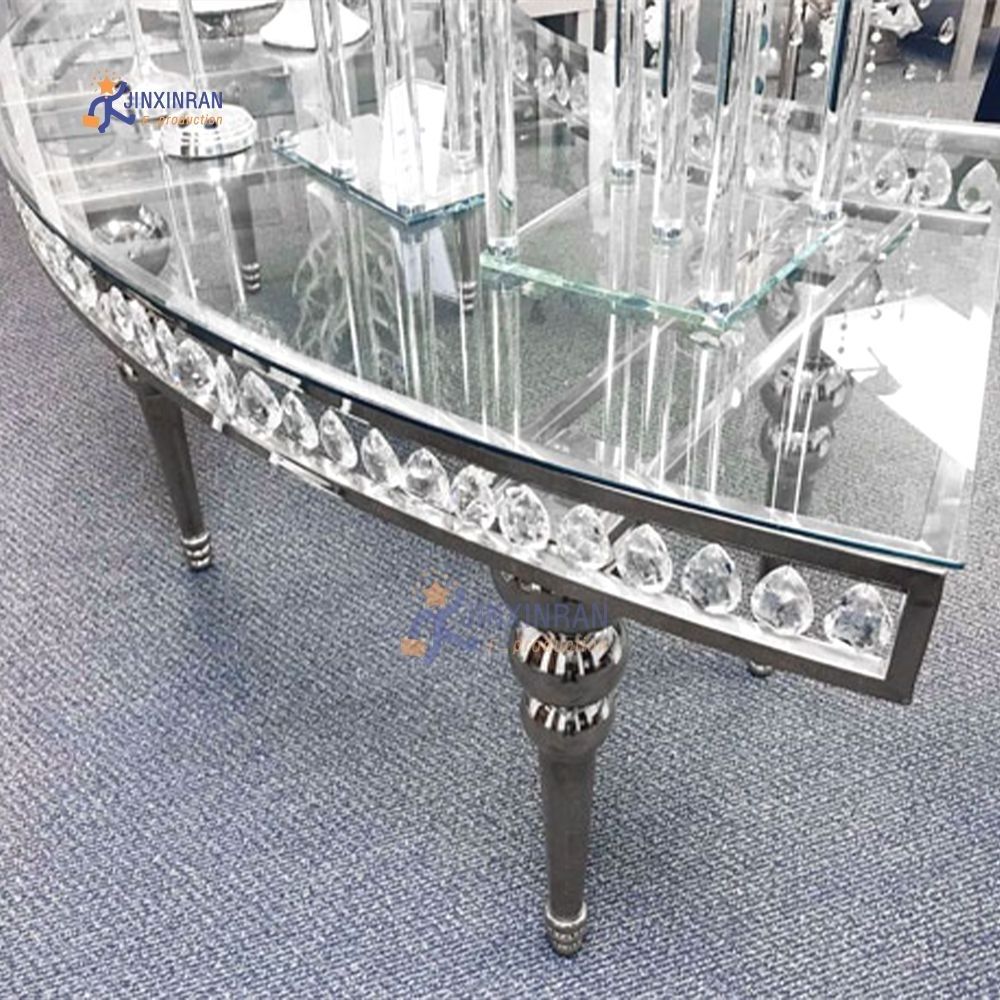 Hot Event Rental S Shape Serpentine Stainless Steel Glass Mirror Top Dining Table Banquet Wedding Tables And Chairs For Wedding