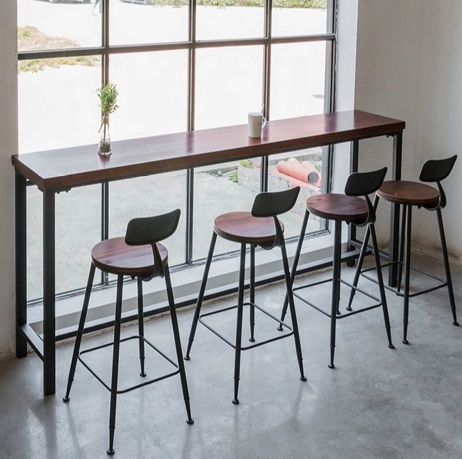 Industrial wooden long bar table cocktail table