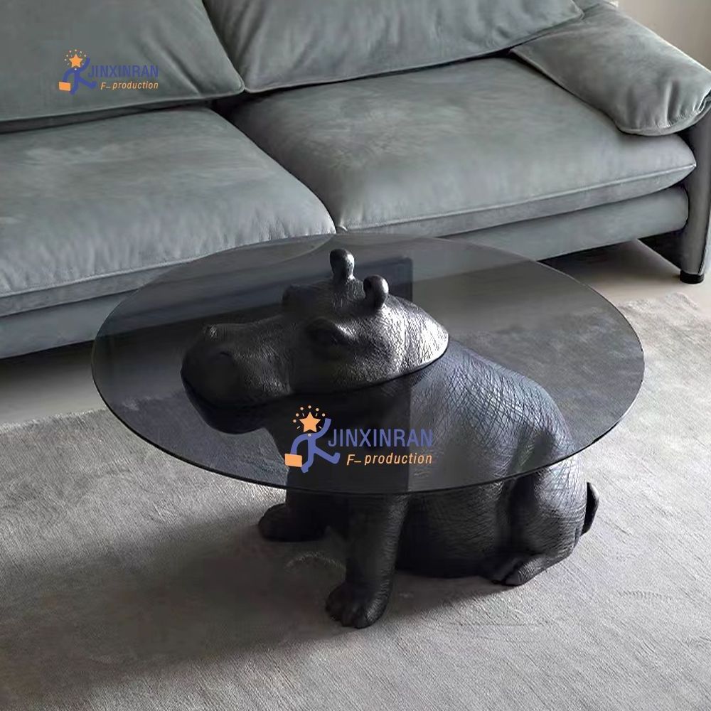 New Style Modern Coffee Tea Table Hippos Shaped Living Room Coffee Table Stainless Steel Unique Tea Table