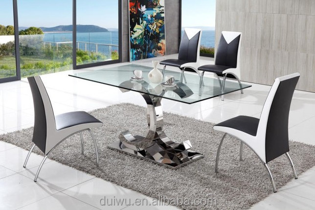 Modern dining room furniture german style clear tempered glass dining table