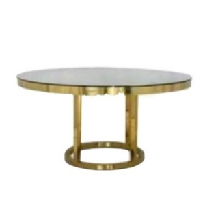 Hot Design Foshan furniture round golden stainless steel leg glass top wedding table