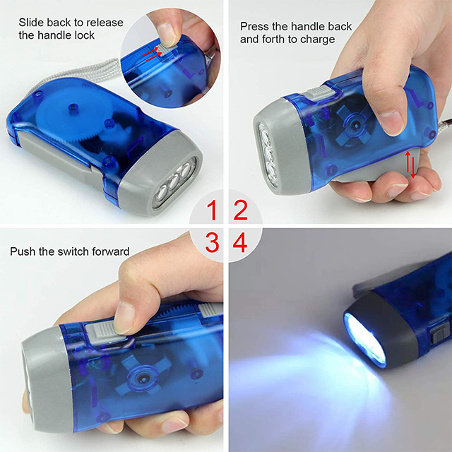 Mini Flashlights Torches Colorful Plastic Hand Crank Flashlight Hand Press Led Torch light Hand Operated Dynamo Led Flashlight