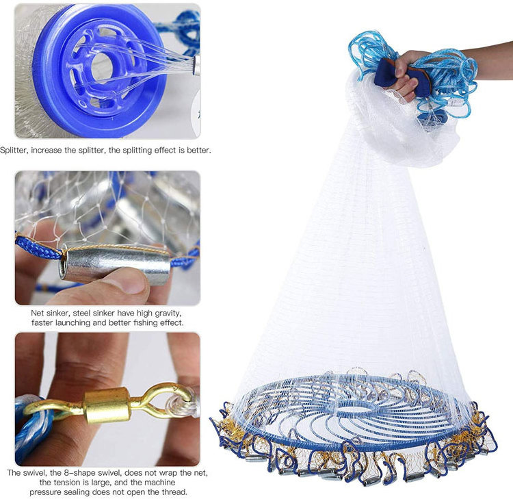 Sale Hand Cast Net fishing Throw Catch Drawstring Casting Fishing Net China Fish Trap Net Nylon Price