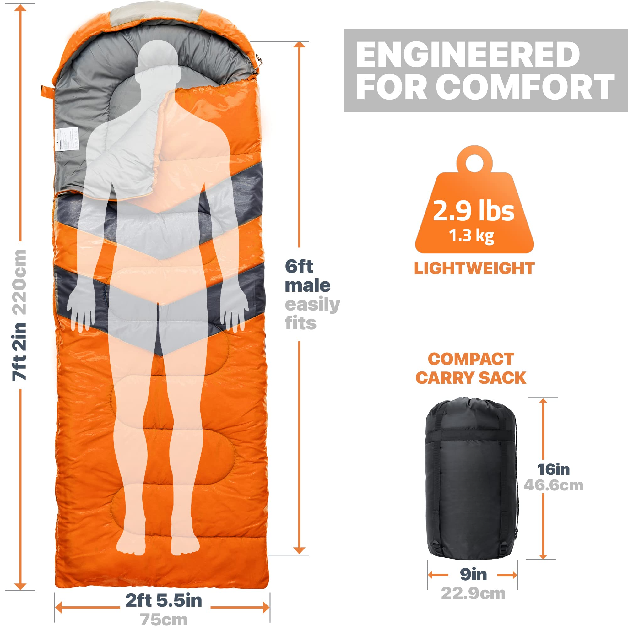 Cold Weather Warm Backpacking Camping Sleeping Bag for Kids  Lightweight Compact Camping Gear Must Haves Hiking Essentials