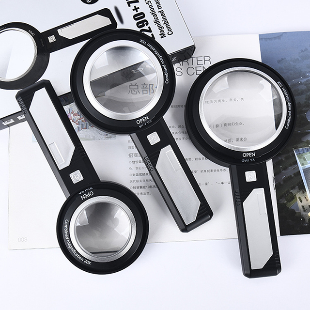 5x 10x 15x 8 LED Light Magnifying Glass Handheld Reading Antique Jewelry Collection Appraisal Money Detector Magnifier