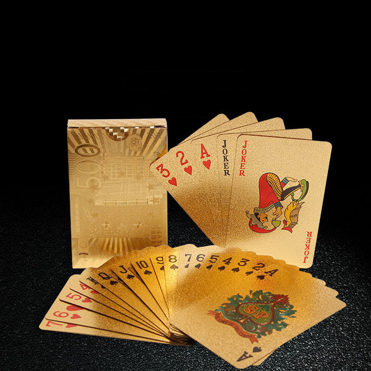 Customized Printing Magic Playing Cards Durable Waterproof Plastic Playing Cards Custom Logo Gold Printing Black Poker Cards