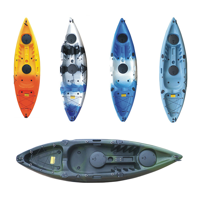 Professional outdoor wholesale plastic rotomolding single canoe sit on top for fishing single kayak