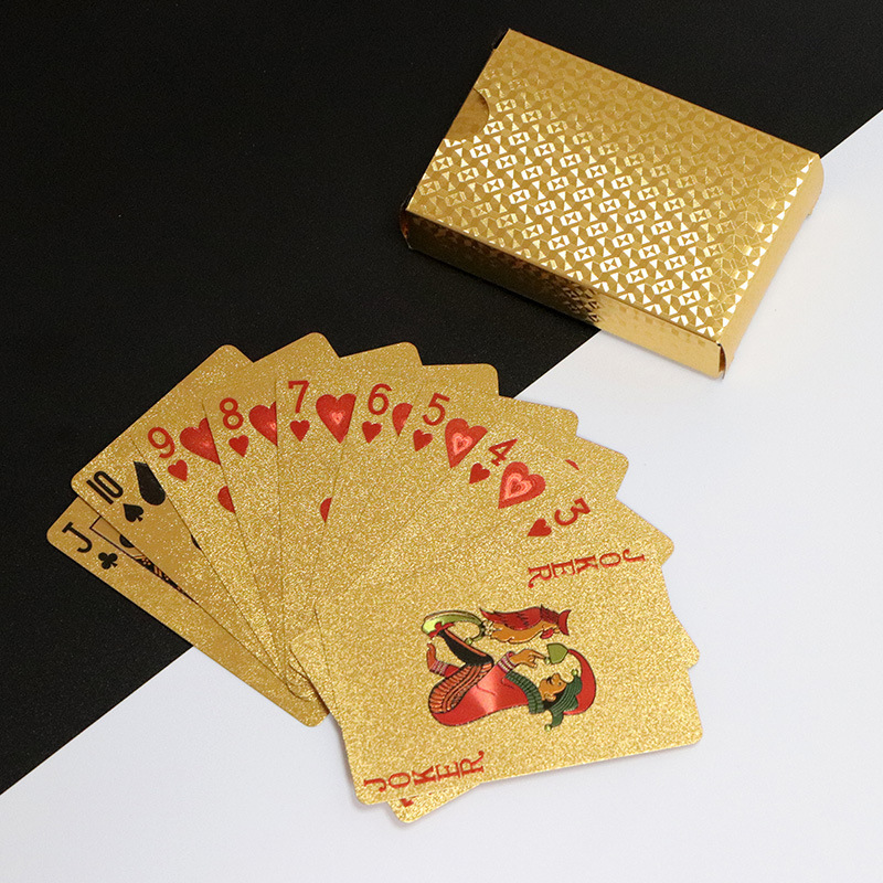 Customized Printing Magic Playing Cards Durable Waterproof Plastic Playing Cards Custom Logo Gold Printing Black Poker Cards