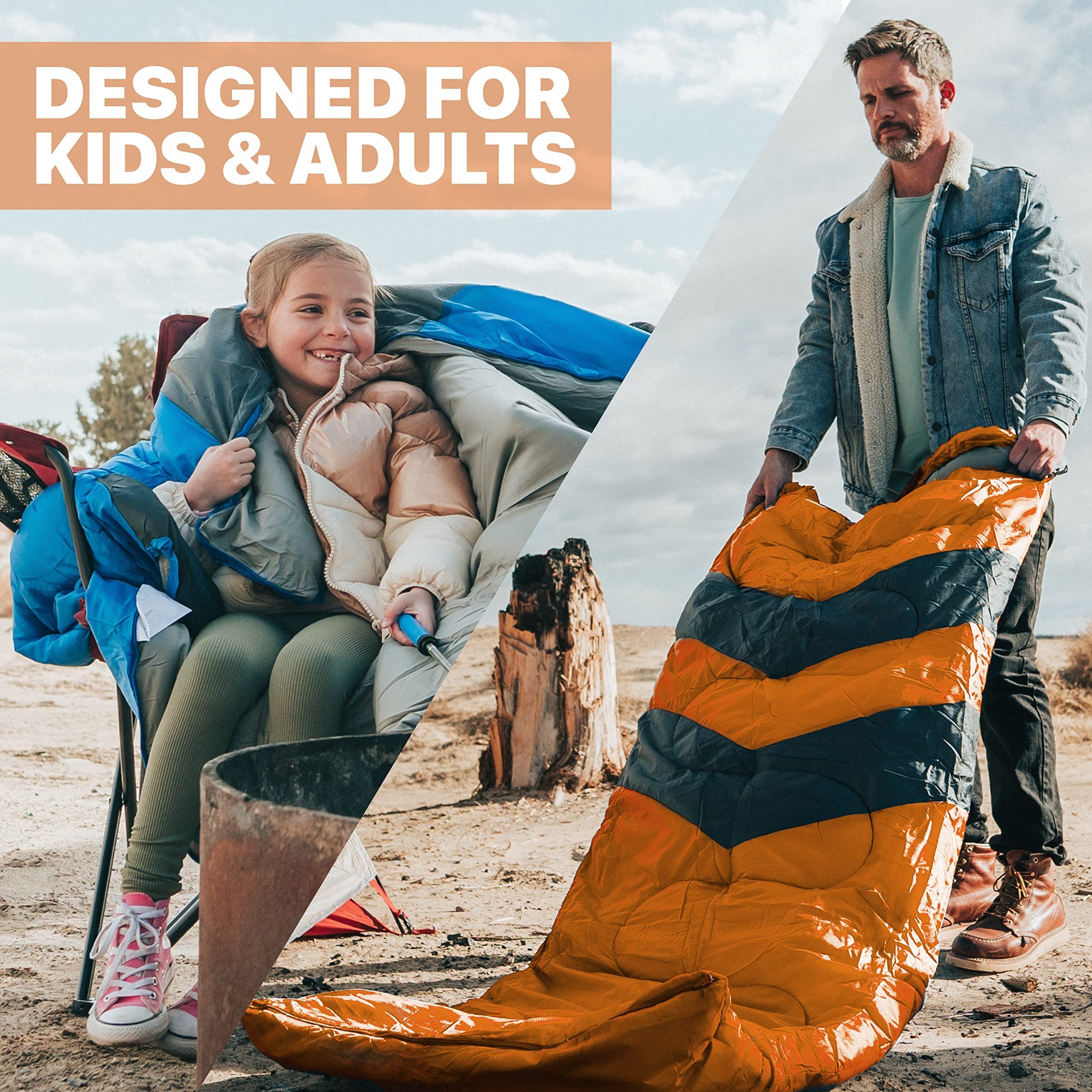 Cold Weather Warm Backpacking Camping Sleeping Bag for Kids  Lightweight Compact Camping Gear Must Haves Hiking Essentials