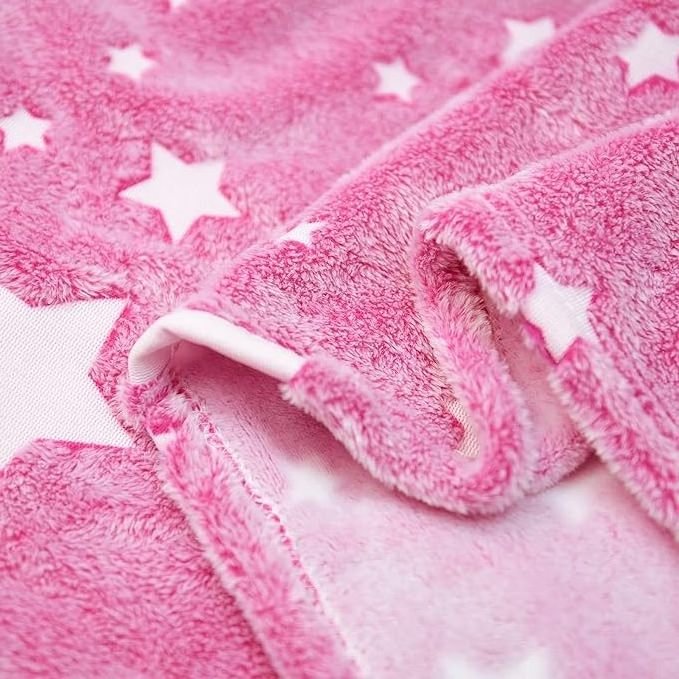 Fairy tale world Shining At Night Luminous Blanket Glow in The Dark Stars Space Pink Flannel Fleece Blanket