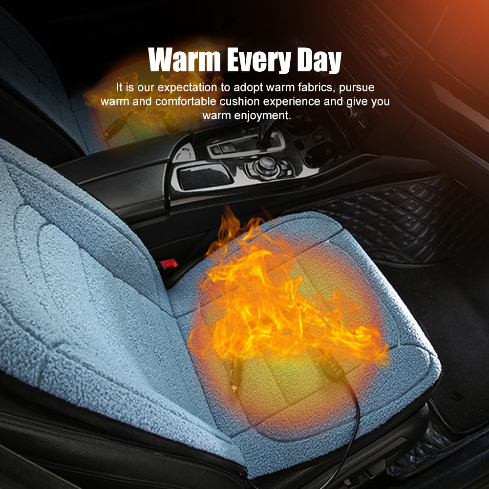 Universal 12V/24V Heated Car Seat Cushion Cover Soft Plush Front Rear Car Seat Cover Warmer Winter Seat Cushion Auto Accessories