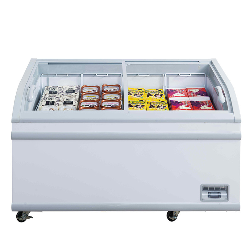 Supermarket Display chest freezer commercial ice cream top open glass door chest deep freezer fridge