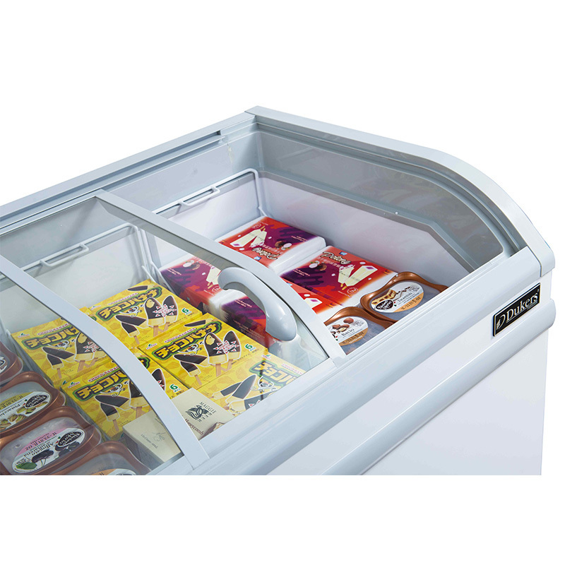 Commercial  Supermarket fridge Ice Cream Sliding Curved Glass Door displayer/ Chest Freezer