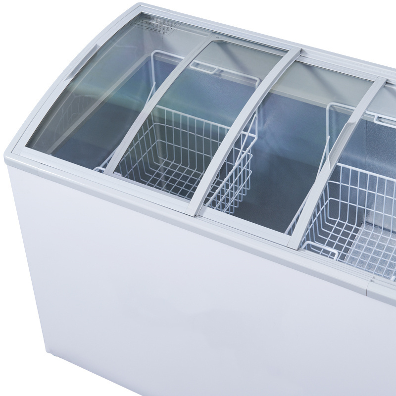 Convenience Store glass top ice cream chest deep freezer Commercial display chest fridge freezer for sale