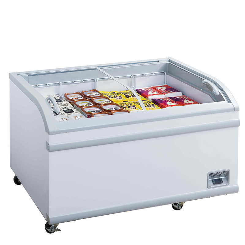 Supermarket Display chest freezer commercial ice cream top open glass door chest deep freezer fridge