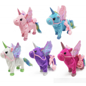 Walking Electric Unicorn Plush Toy Stuffed Animal Toy Electronic Music Unicorn Toy with wing Children Gifts peluches unicorn