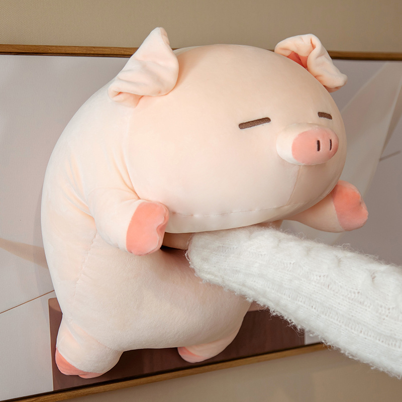 Squishy Pig Stuffed Doll Lying Plush Piggy Toy White/Pink Animals Soft Plushie