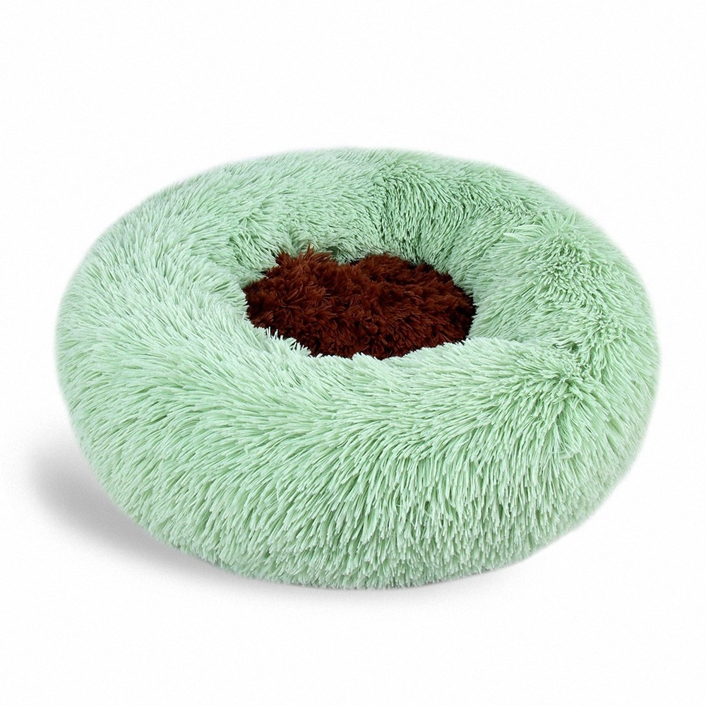 Long Plush Super Soft Kennel Dog Round Cat Winter Warm Sleeping Bag Puppy Cushion Mat Portable  Pet Bed