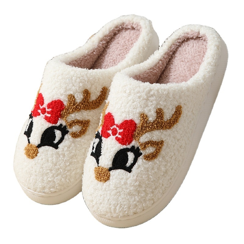 Wholesale Cute fuzzy Mushroom Heart Evil Eye Bad Bunny Slippers Slides Ladies Winter Indoor Flat Warm  Slippers